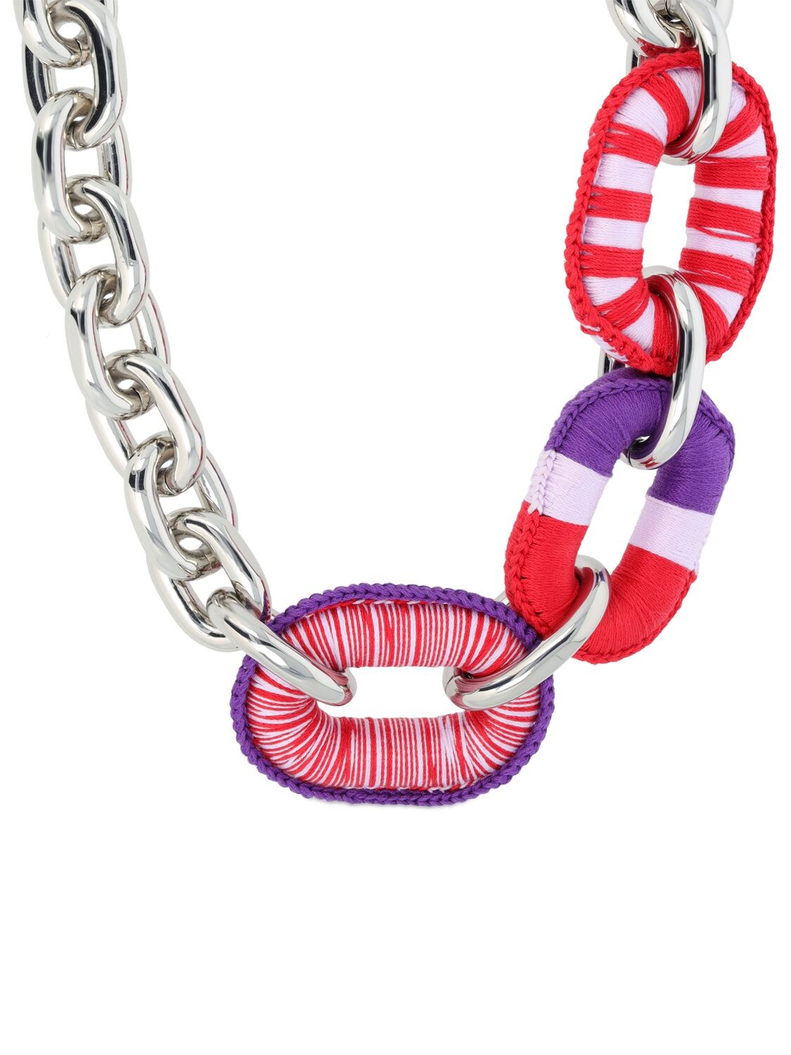 Shop Rabanne Xl Link Crochet Oversized Necklace In Multi,silver