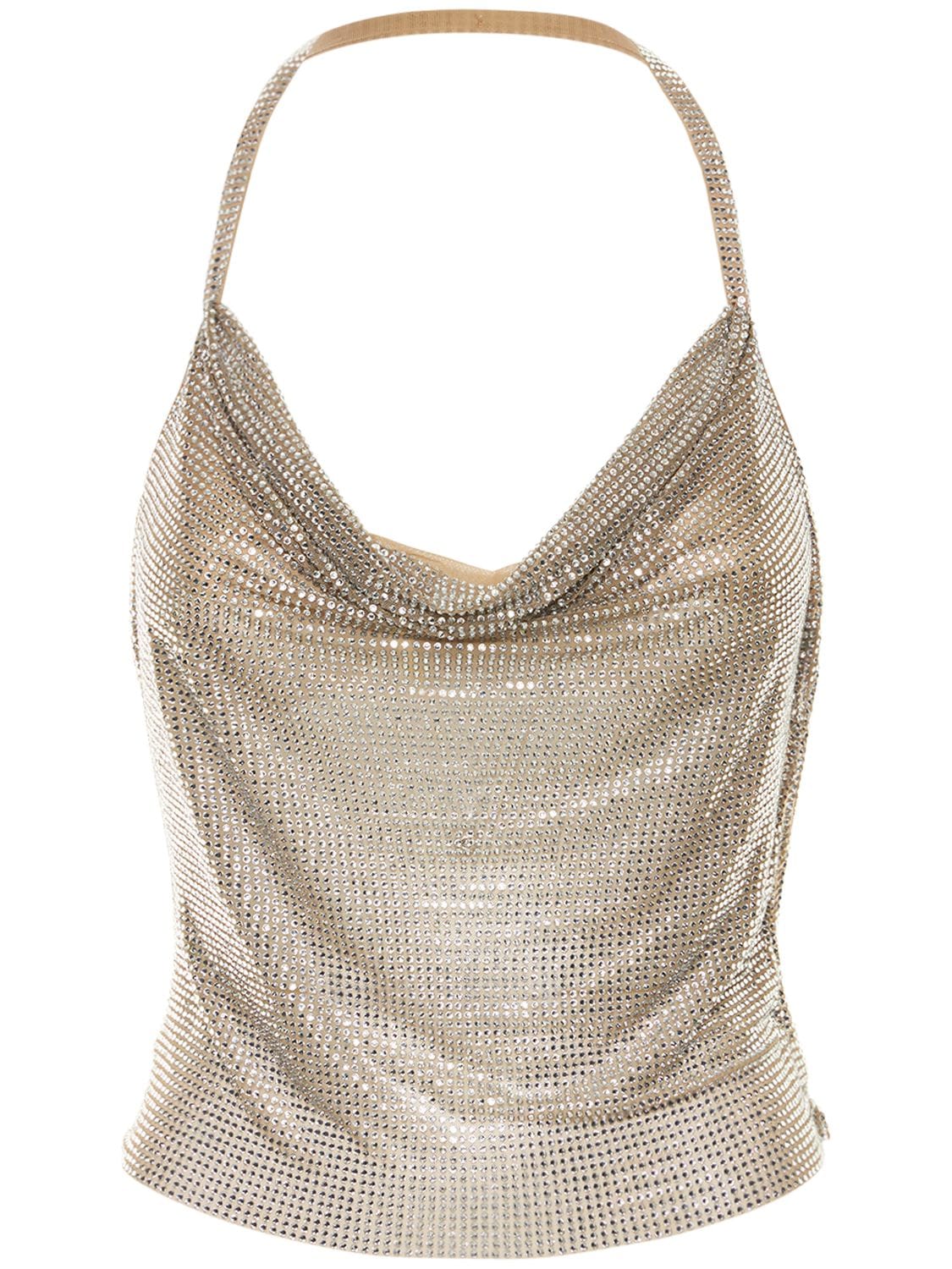 GIUSEPPE DI MORABITO EMBELLISHED STRETCH JERSEY TOP