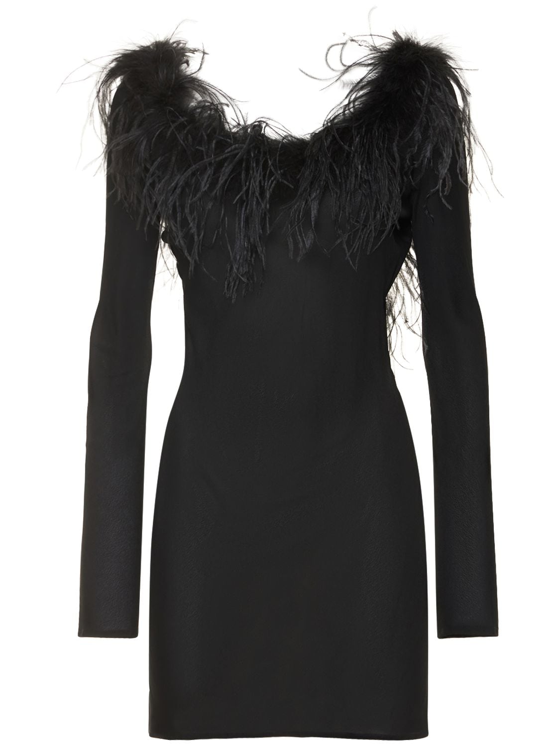 Giuseppe Di Morabito Viscose Mini Dress W/ Feathers In Black