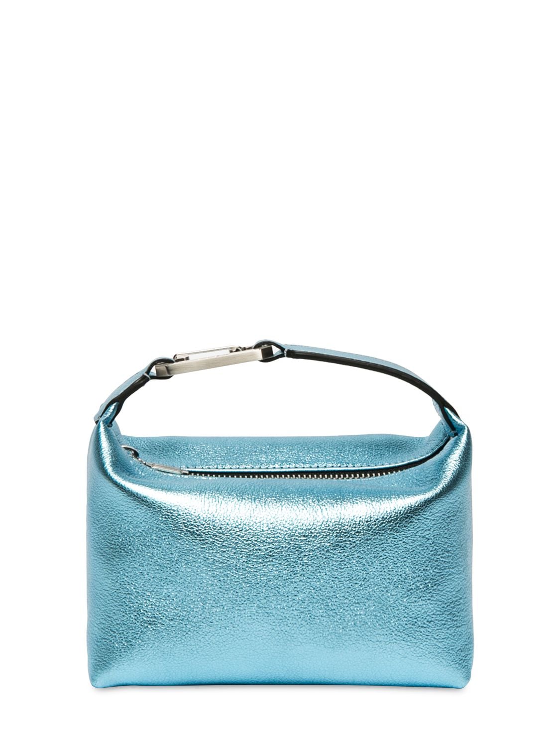 Eéra Moon Laminato Leather Top Handle Bag In Turquoise