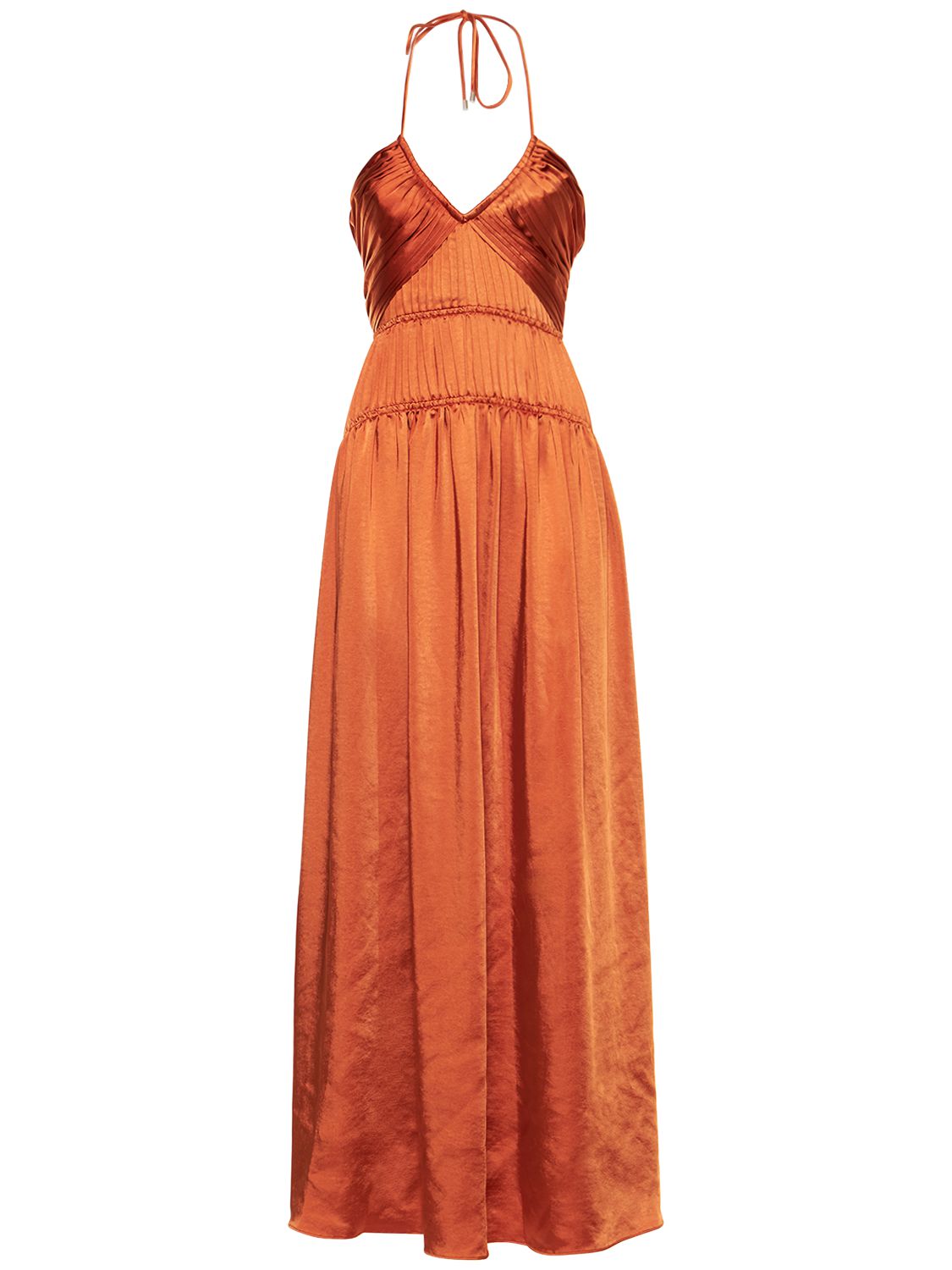 Jonathan Simkhai Clementine Tech Midi Halter Dress In Orange ModeSens
