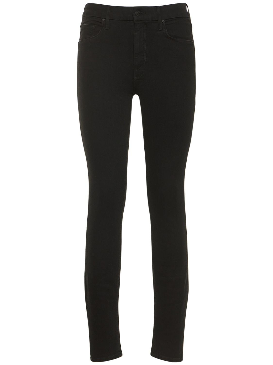 Shop Mother The Looker Skinny Denim Jeans In Black