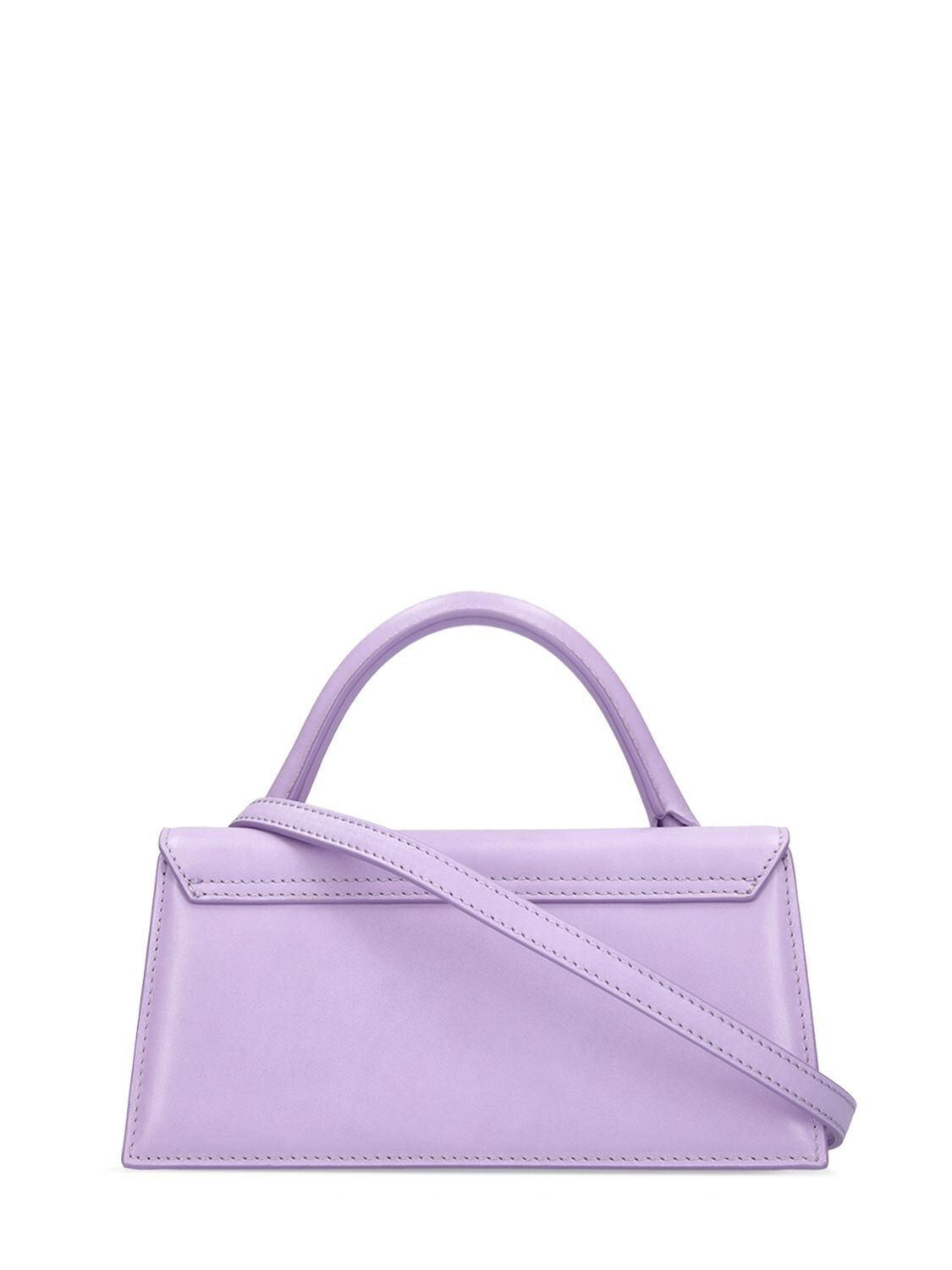 Shop Jacquemus Le Chiquito Long Leather Top Handle Bag In Lilac