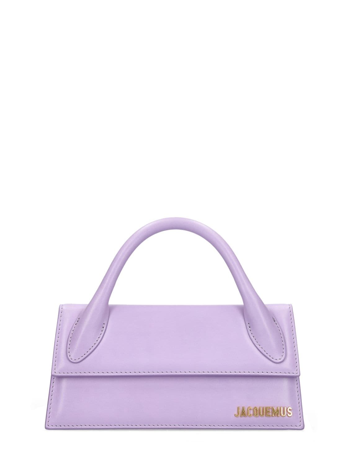 Shop Jacquemus Le Chiquito Long Leather Top Handle Bag In Lilac