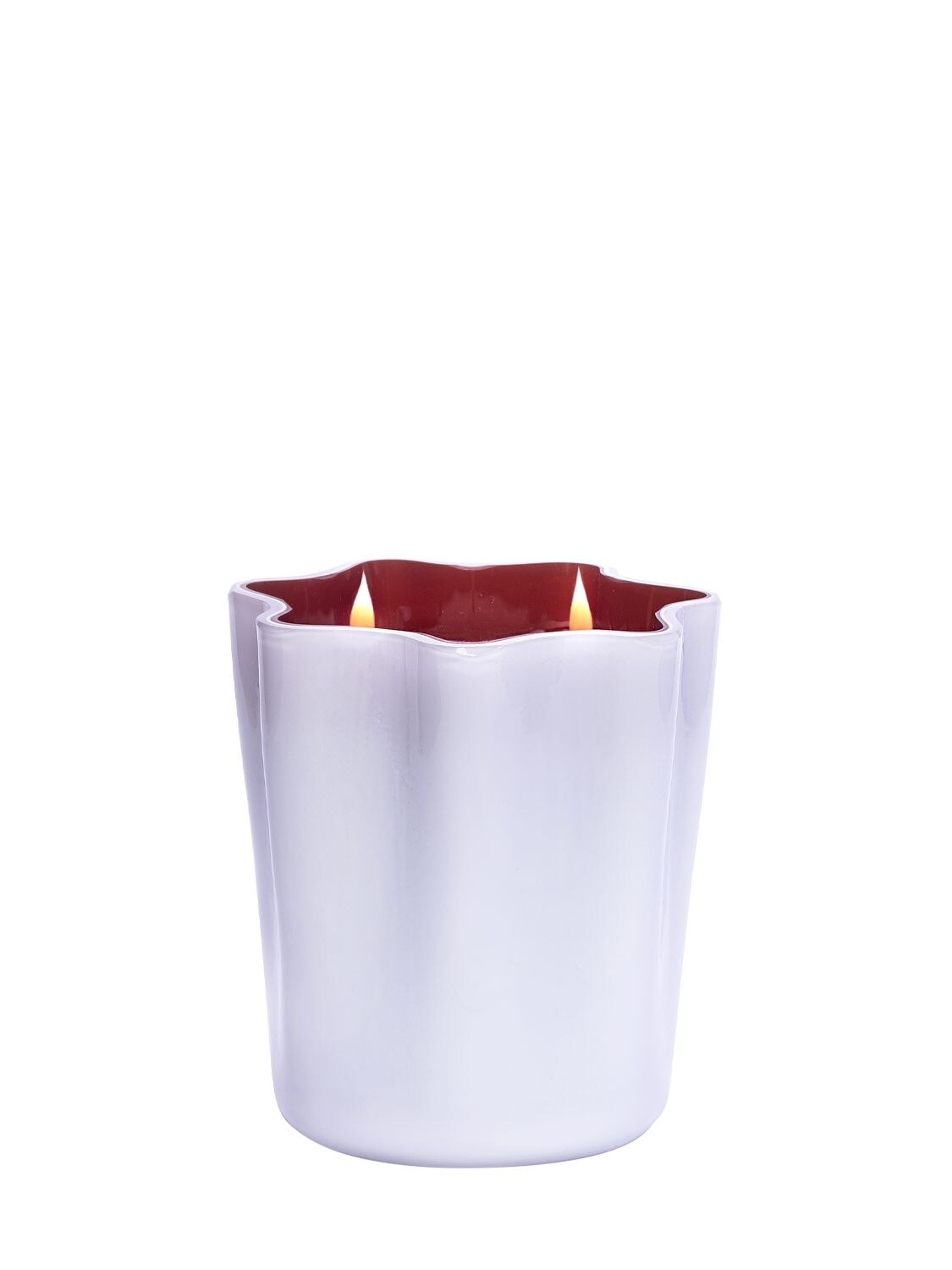 Aina Kari Fancy Murano Glass Star Candle In White,red