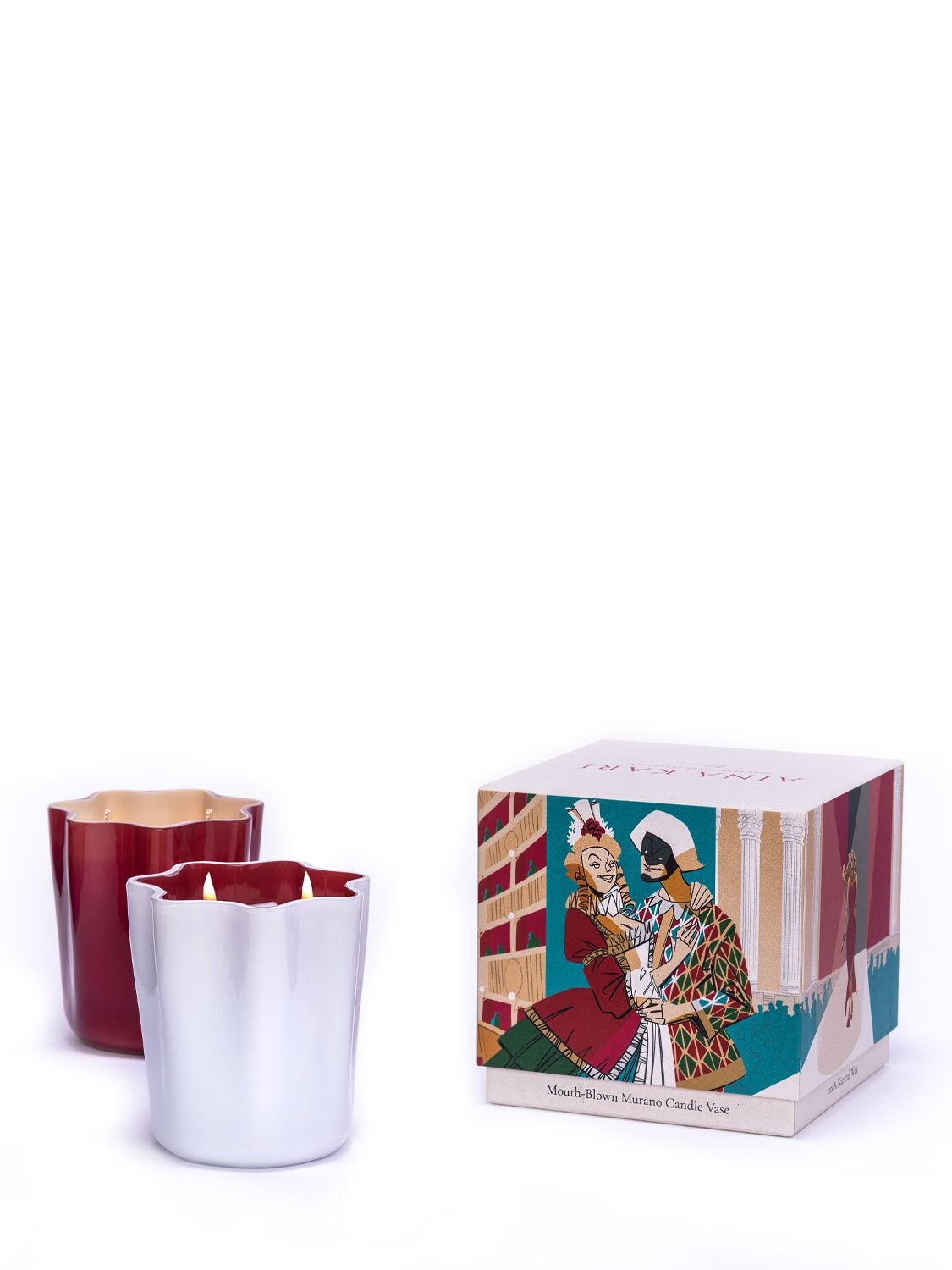 Shop Aina Kari Lively Murano Glass Star Candle In Red