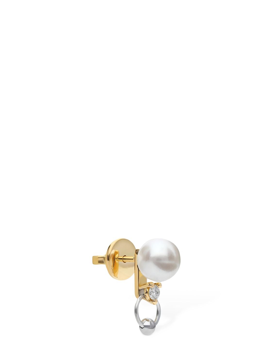 DELFINA DELETTREZ TWO-IN-ONE PEARL & DIAMOND MONO EARRING 