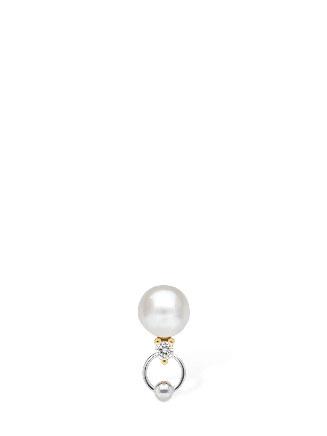 Delfina Delettrez Two-in-one Pearl & Diamond Mono Earring In Pearl,whitegold