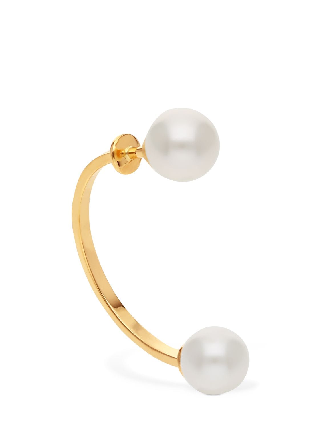 Shop Delfina Delettrez 18kt Gold Double Pearl Mono Earring In Gold,pearl