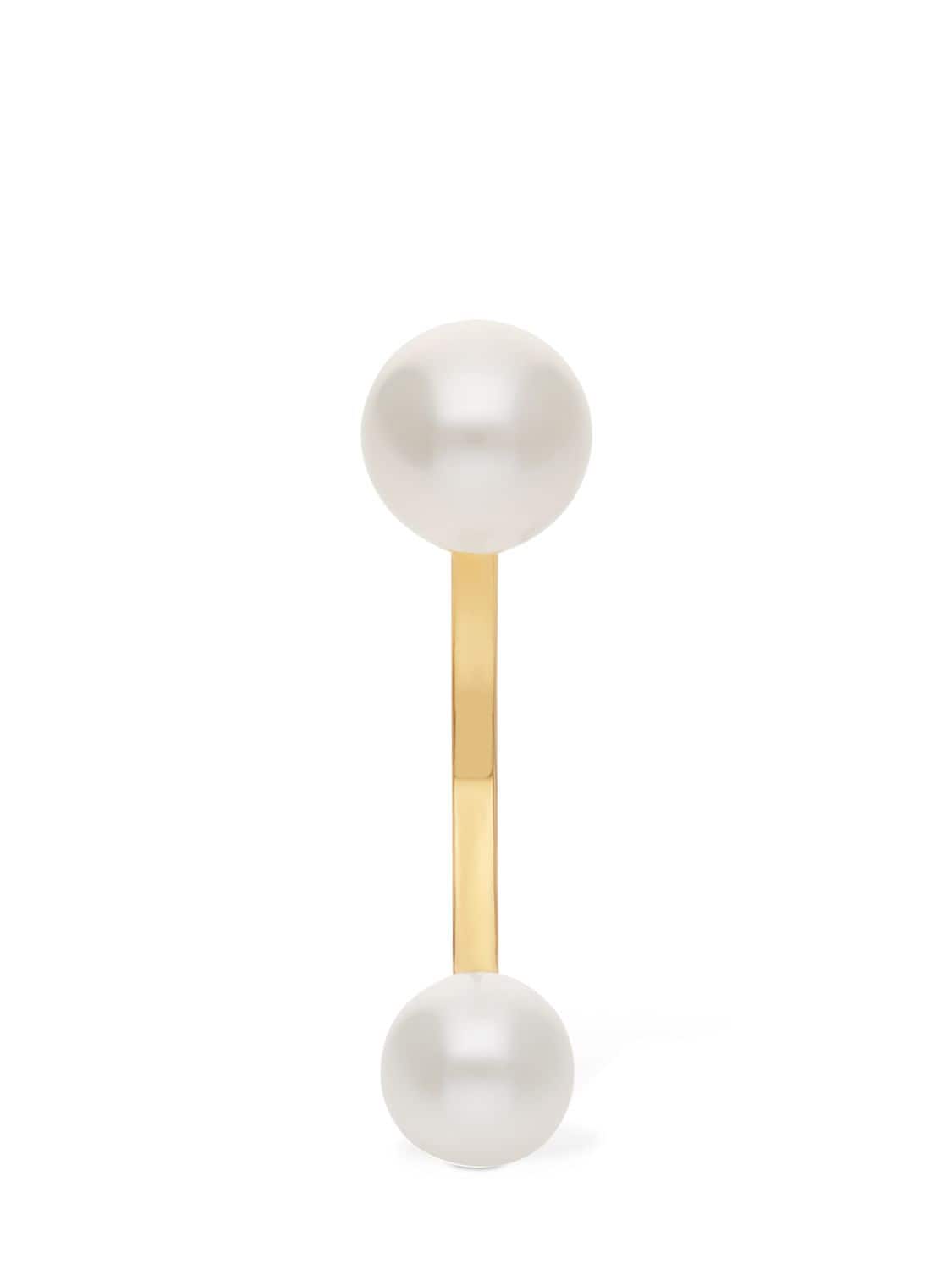 18kt Gold Double Pearl Mono Earring