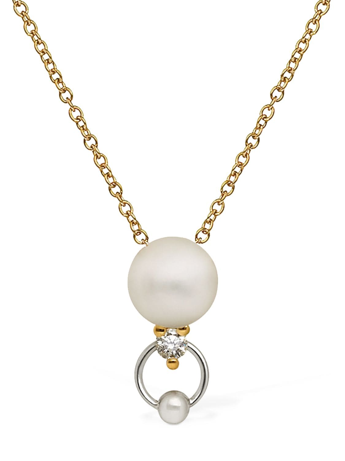 Delfina Delettrez 18kt Two-in-one Diamond & Pearl Necklace In Gold,perle