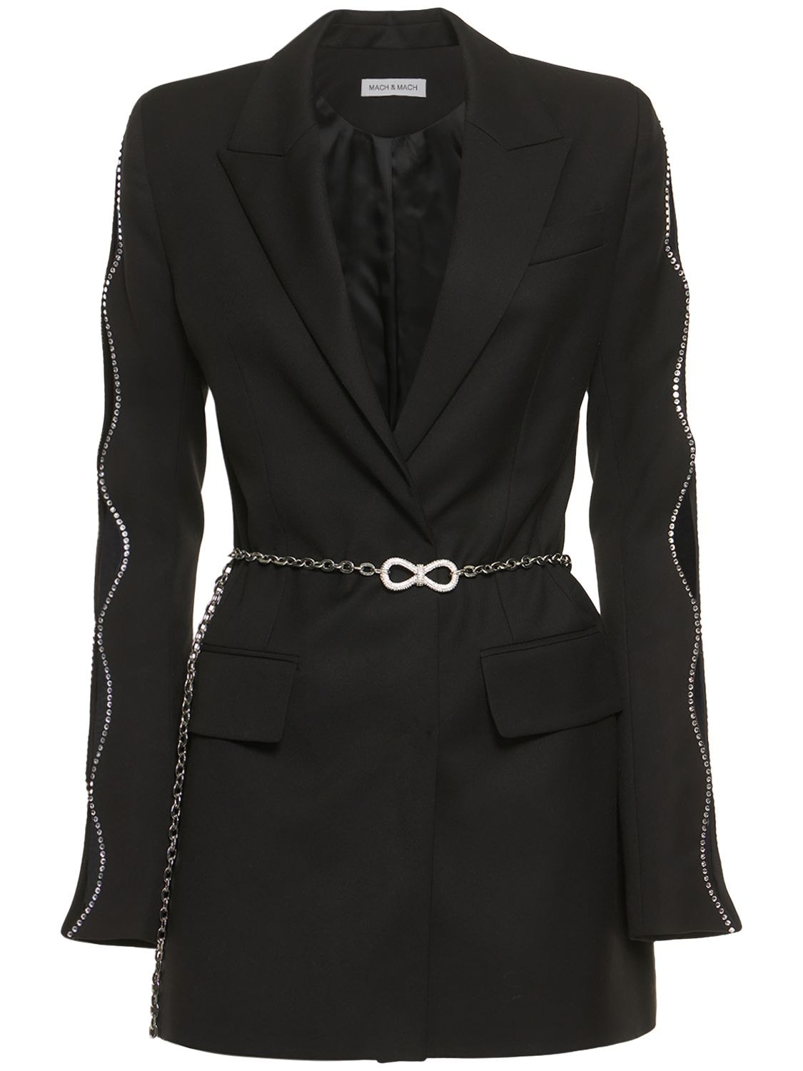 MACH & MACH EMBELLISHED BLAZER DRESS W/ BOW CHAIN