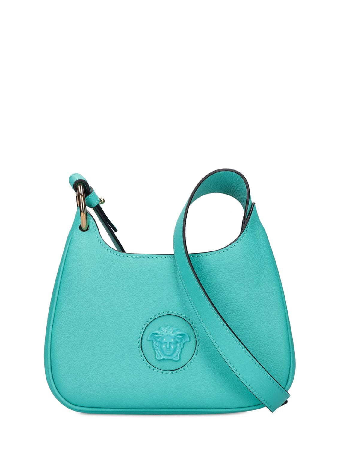 Versace Medusa Leather Shoulder Bag In Turquoise