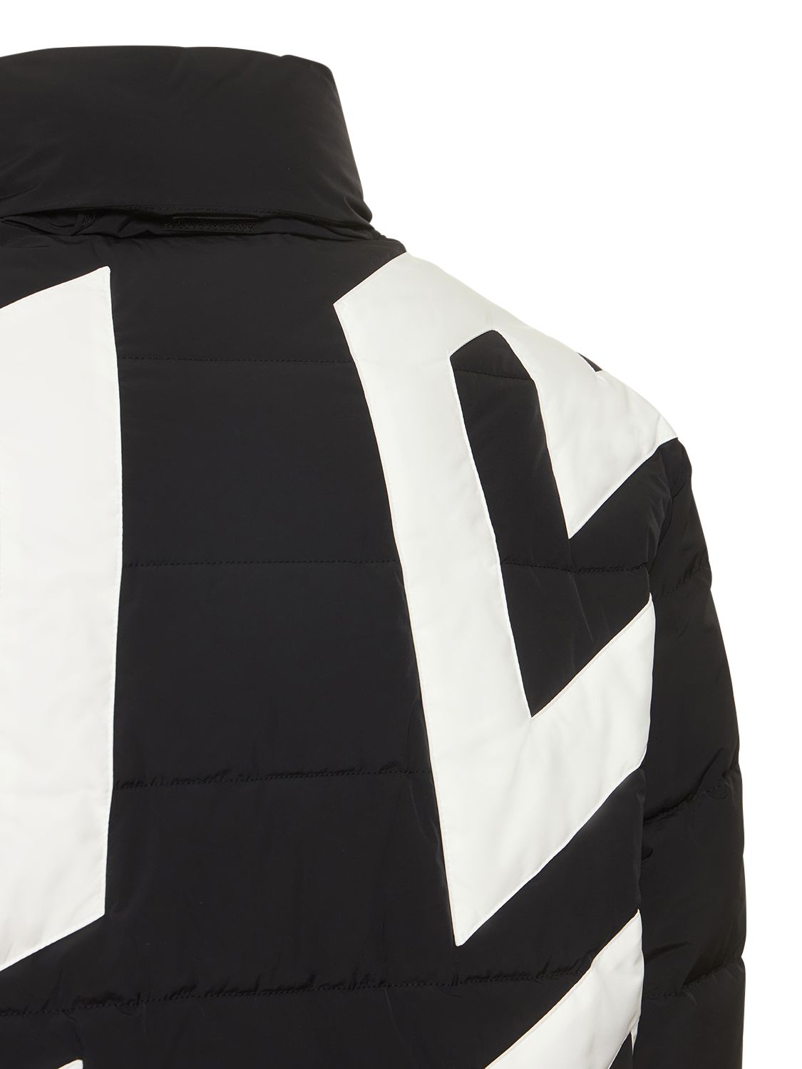 Versace Greca Zipup Puffer Jacket In Tech Fabric In Black ModeSens