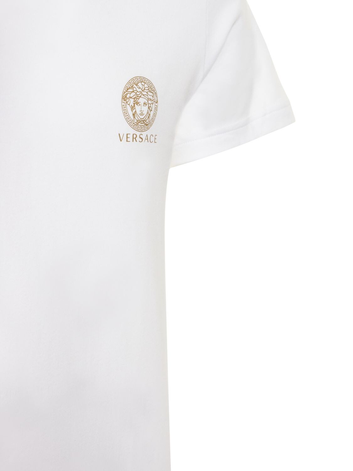 Shop Versace Pack Of 2 Stretch Cotton T-shirts In White,black