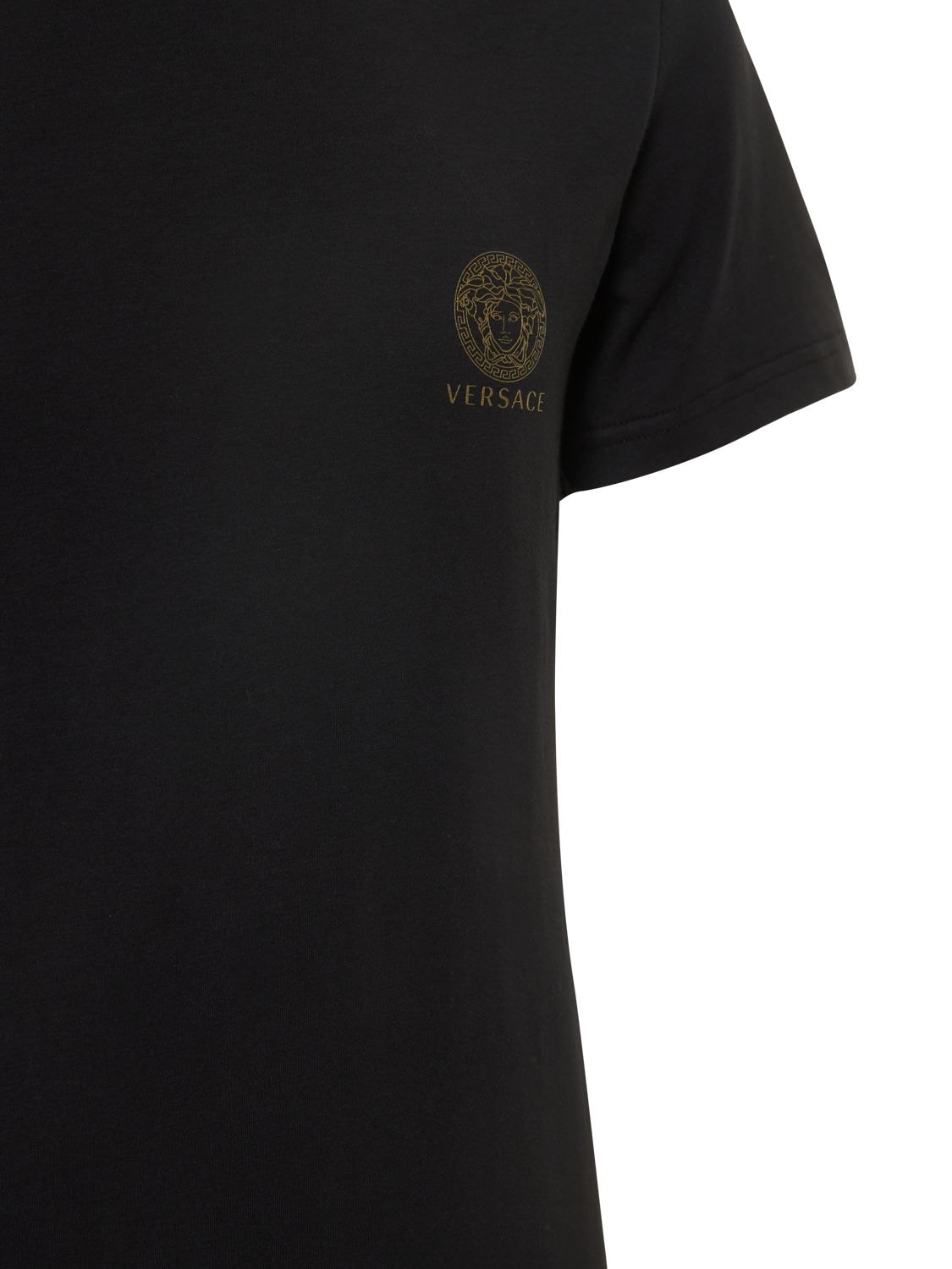 Shop Versace Pack Of 2 Stretch Cotton T-shirts In Black