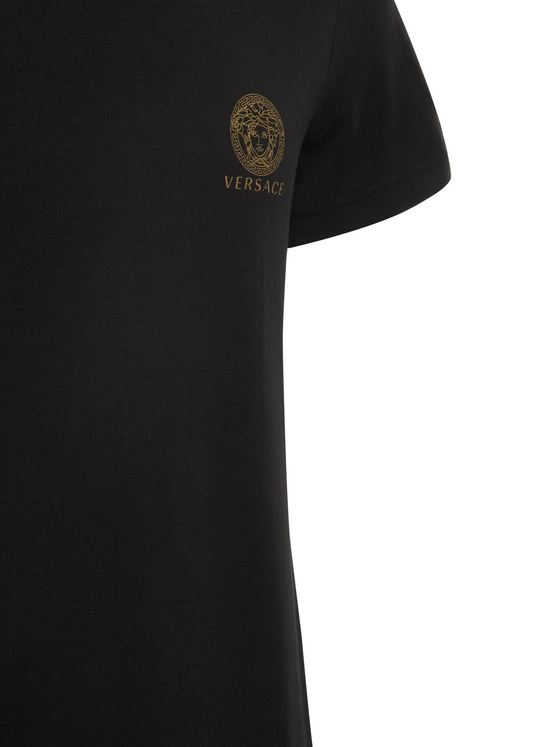 Shop Versace Pack Of 2 Stretch Cotton T-shirts In White,black