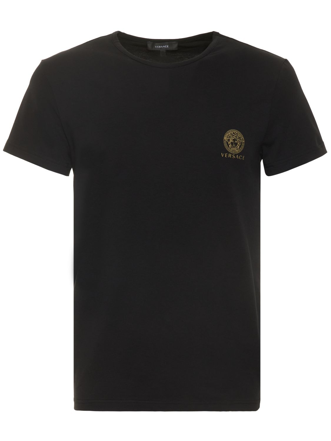 Shop Versace Pack Of 2 Stretch Cotton T-shirts In White,black