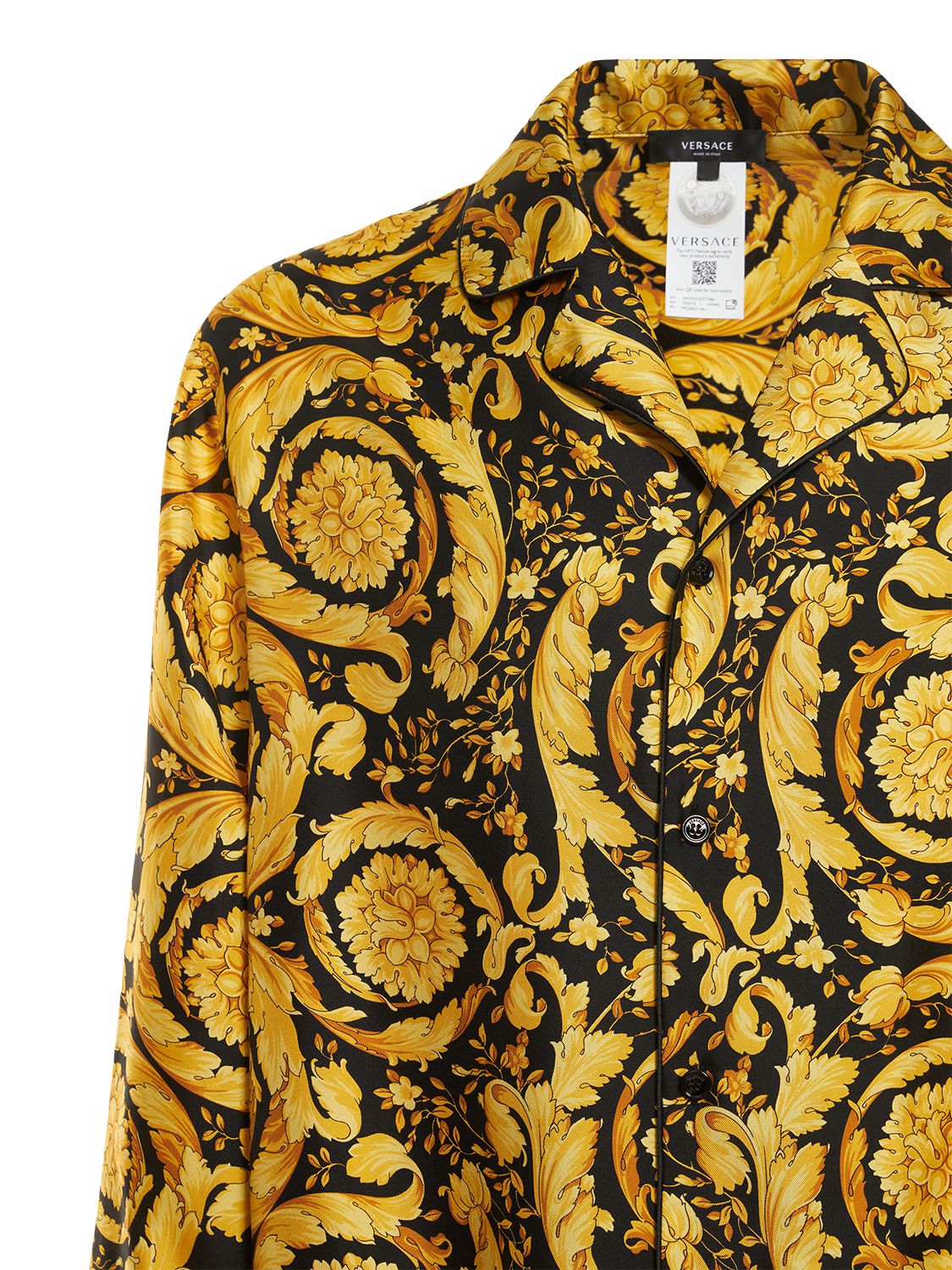 Shop Versace Baroque Print Silk Twill Shirt In Black,gold