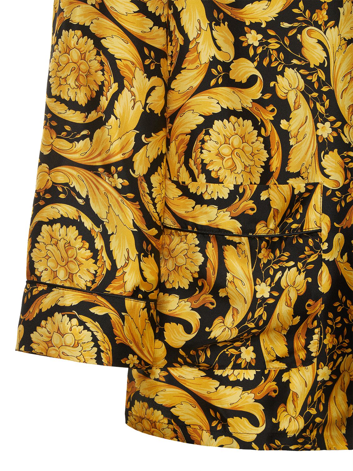 Shop Versace Baroque Print Silk Twill Shirt In Black,gold