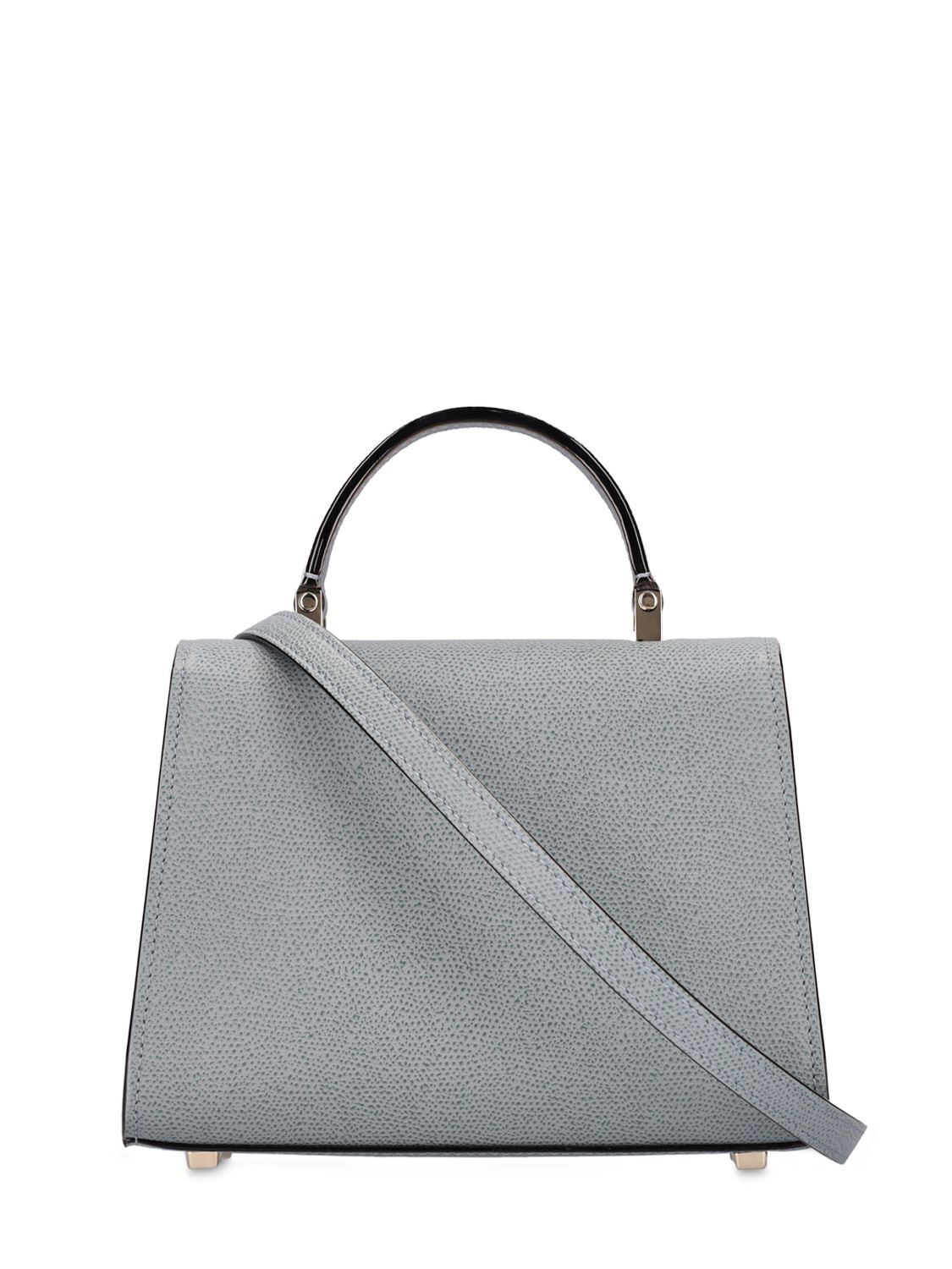 Shop Valextra Micro Iside Grain Leather Top Handle Bag In Polvere