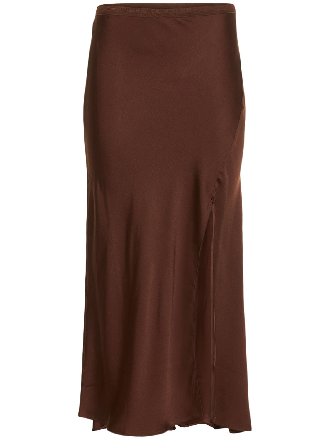 Anine Bing Dolly Silk Satin Midi Skirt In Brown ModeSens