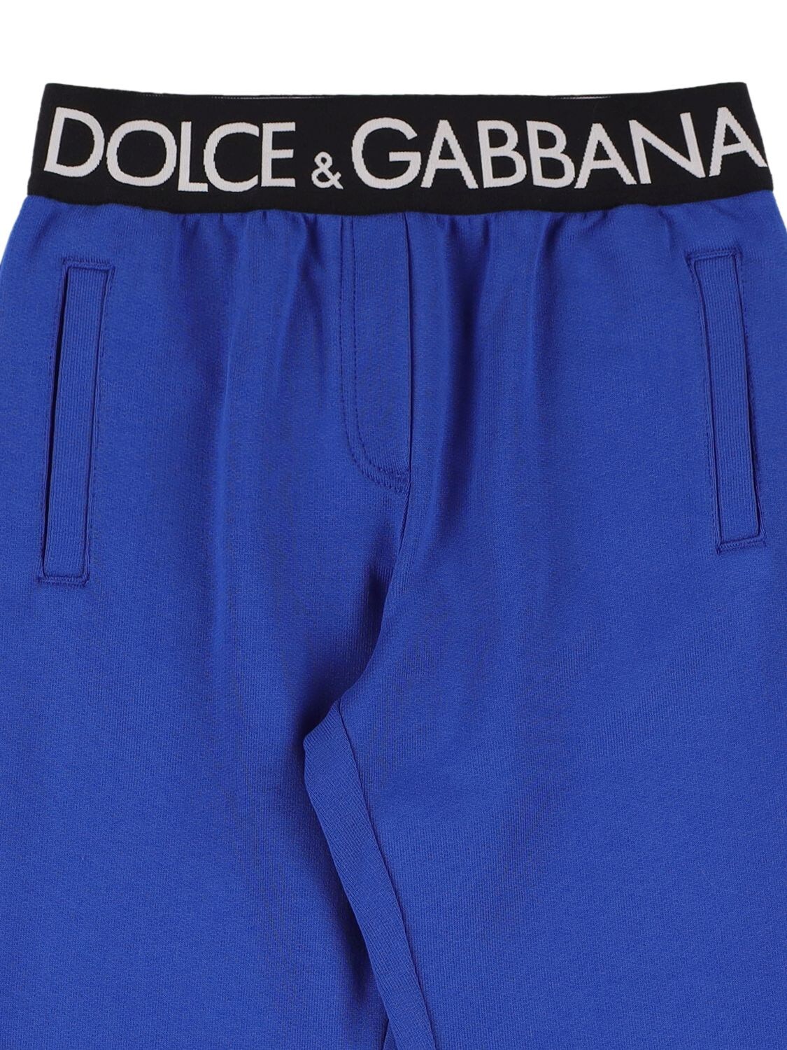 Dolce & Gabbana Logo Tape Cotton Sweatpants In Blue