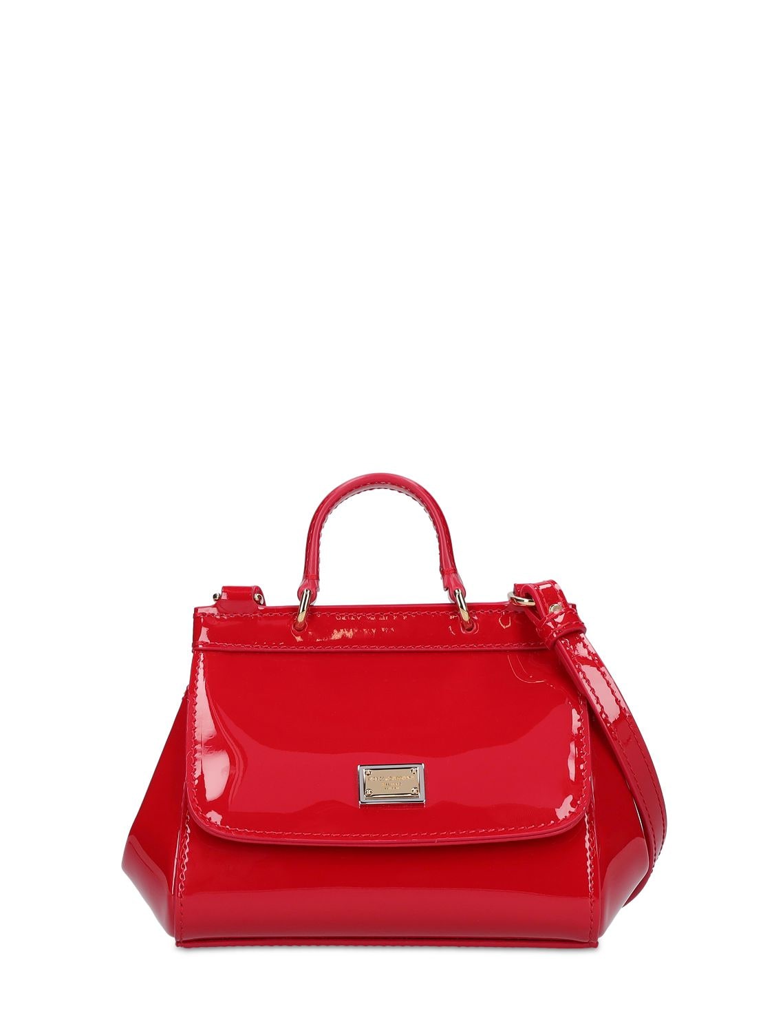 Dolce & Gabbana Kids' Sicily Patent Leather Shoulder Bag In Red