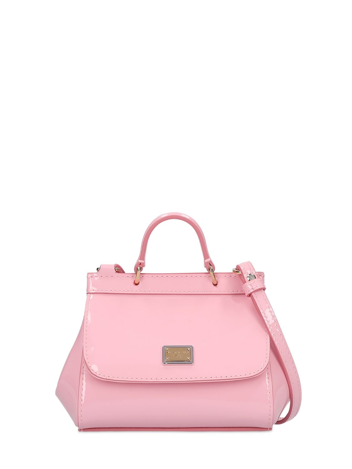 Dolce & Gabbana Sicily Patent Leather Shoulder Bag In Pink