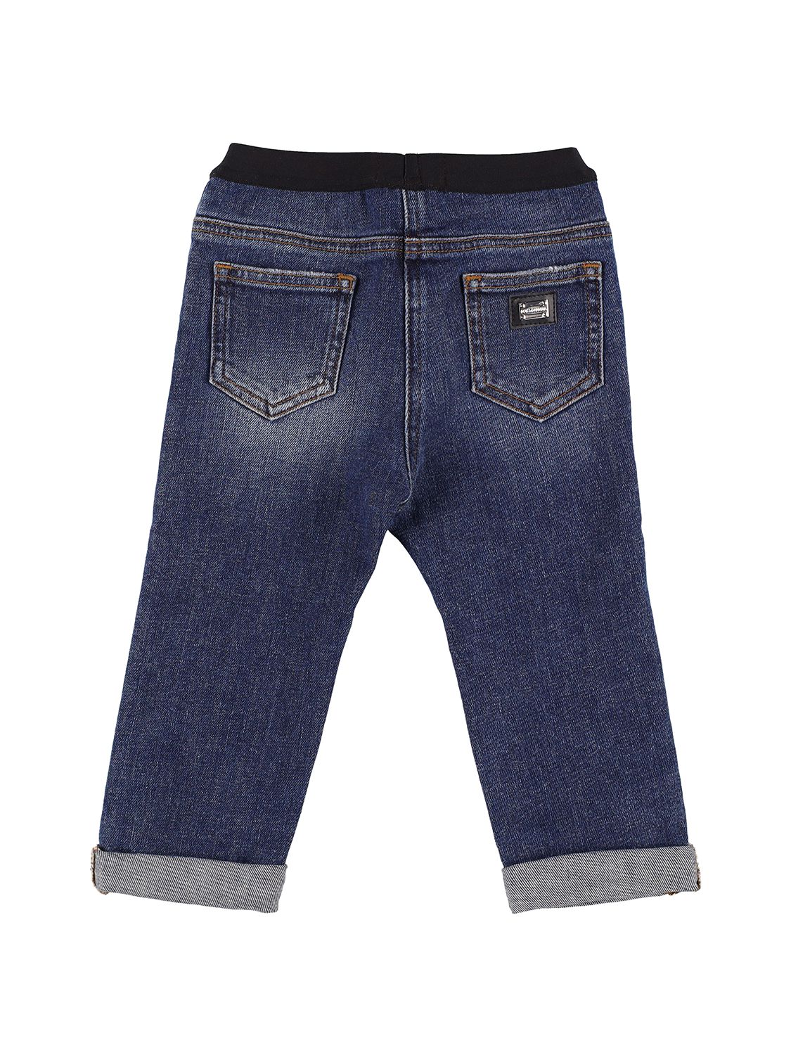 Dolce & Gabbana Logo Print Washed Denim Effect Pants In Denim
