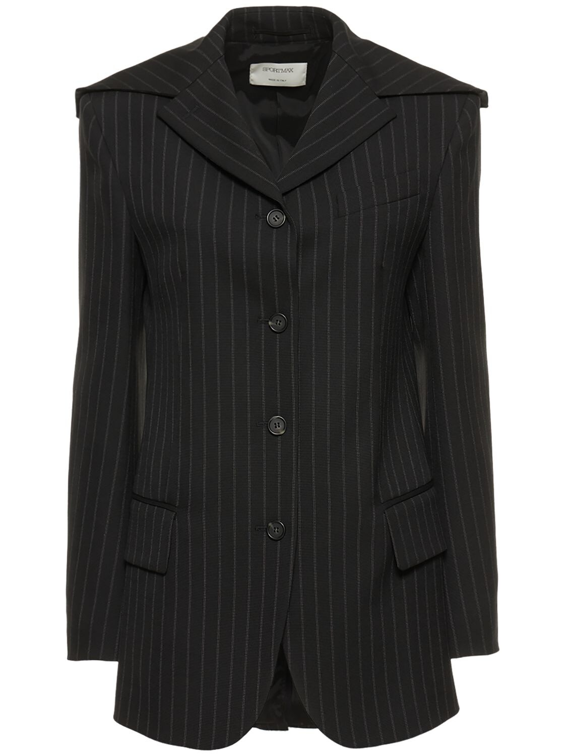 SPORTMAX ACHILLE STRETCH WOOL PINSTRIPED BLAZER