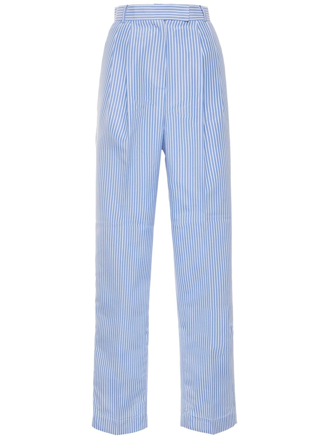 THE FRANKIE SHOP BEA STRIPED COTTON POPLIN SUIT PANTS