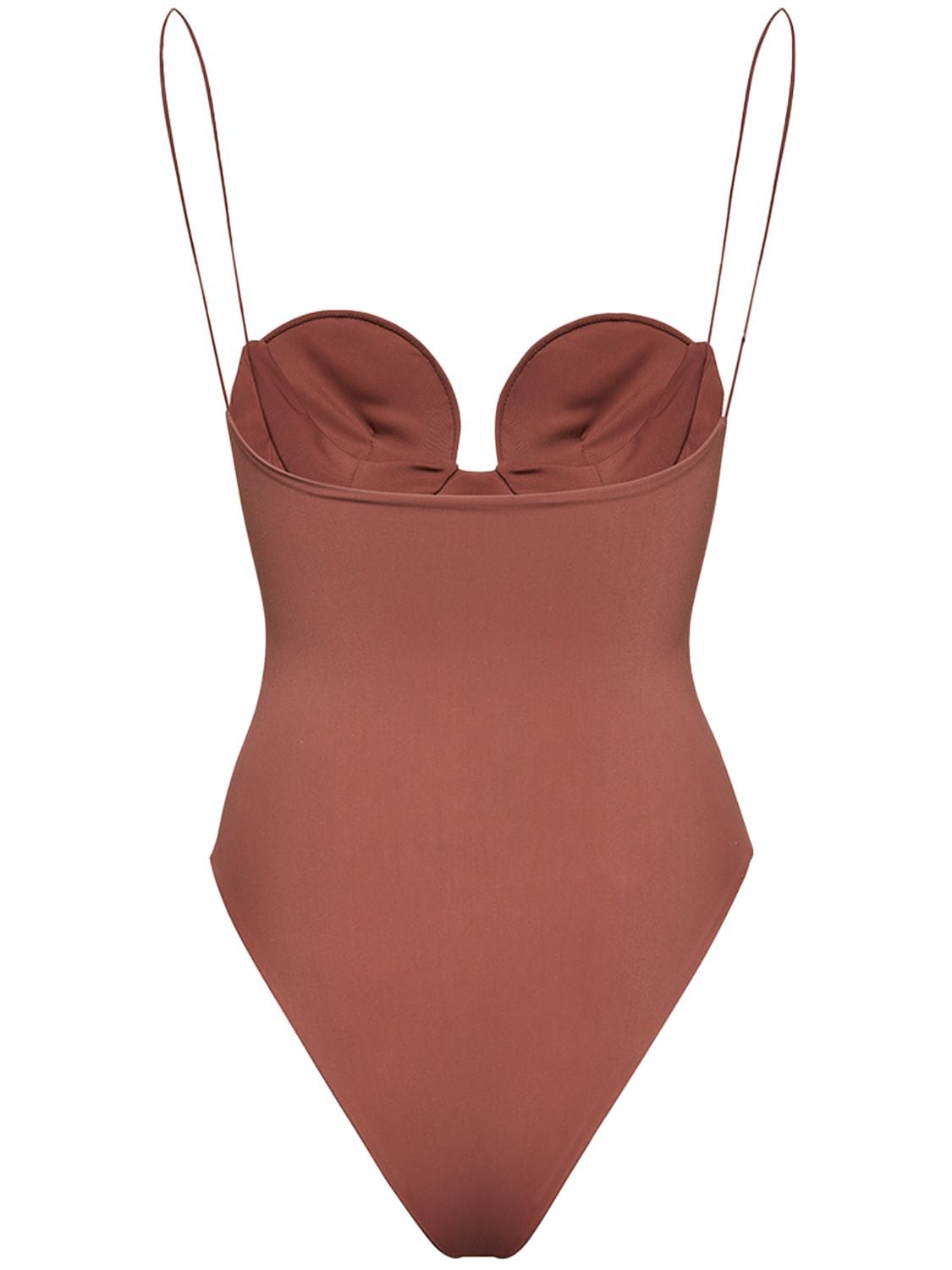 Shop Magda Butrym 3d Flower Jersey One Piece Swimsuit In Brown