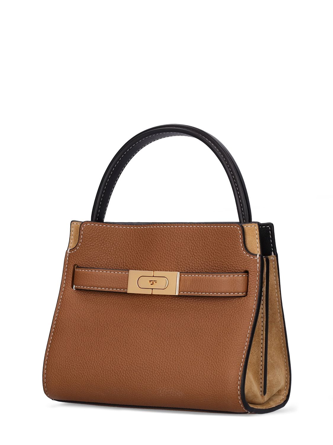 Shop Tory Burch Petite Double Lee Radziwill Pebbled Bag In Tigers Eye