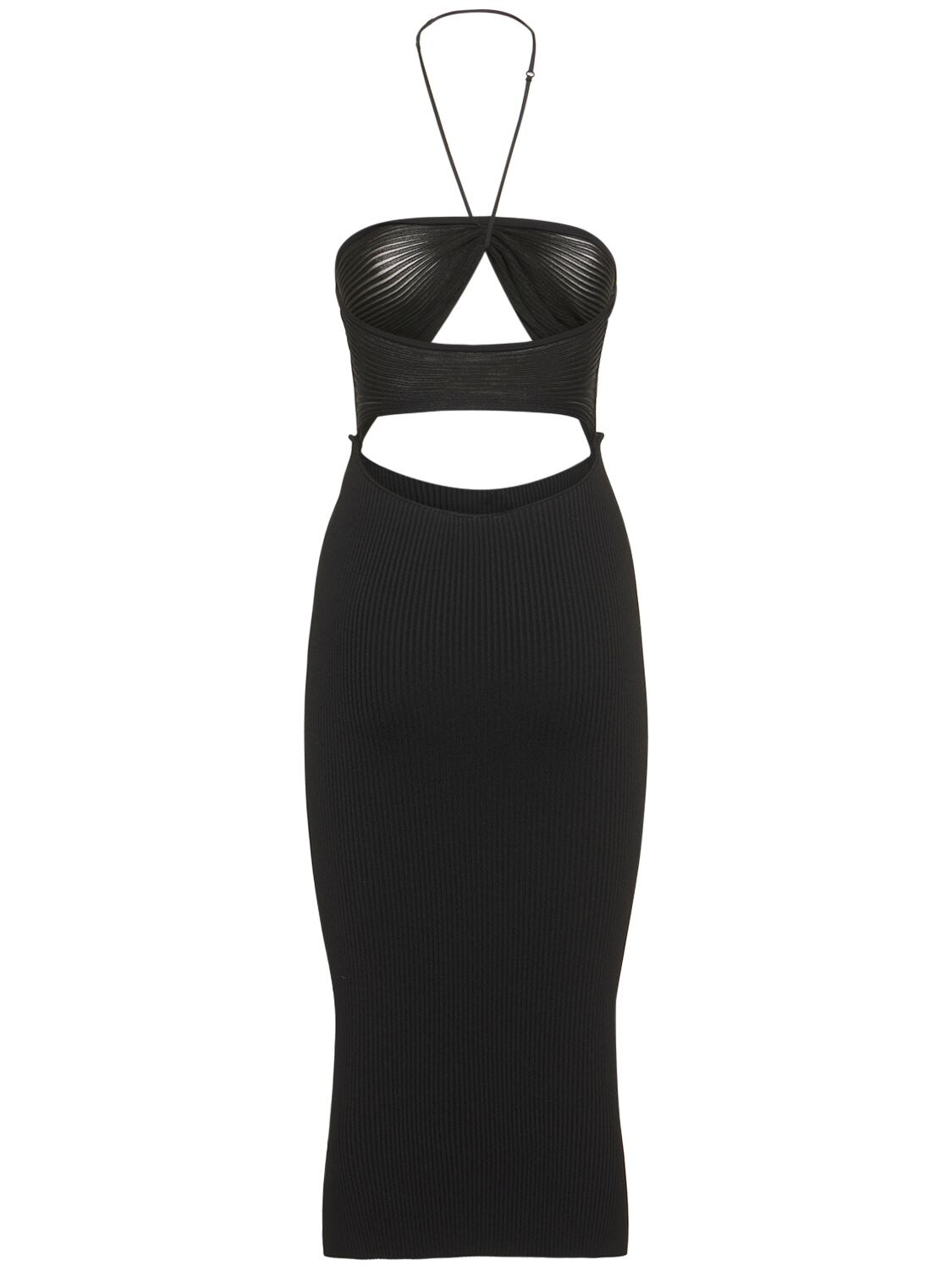 Nensi Dojaka Ribbed Knit Cutout Midi Dress In Black | ModeSens