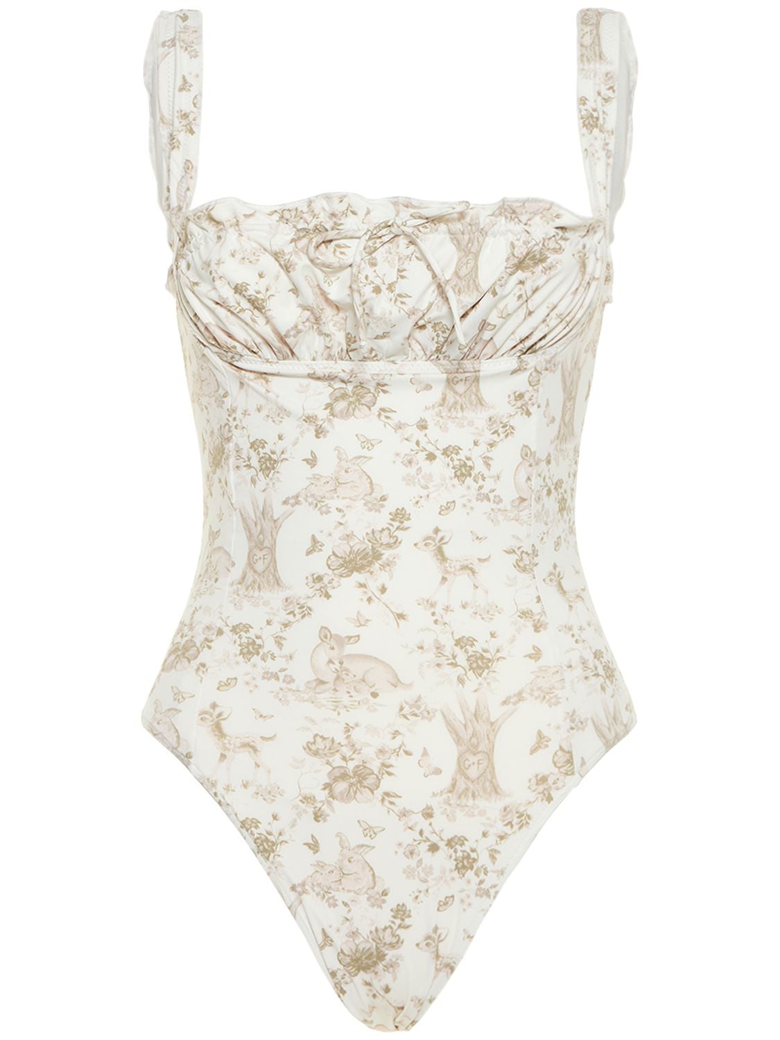 Frankies Bikini - Fawn printed one piece swimsuit - White/Beige ...