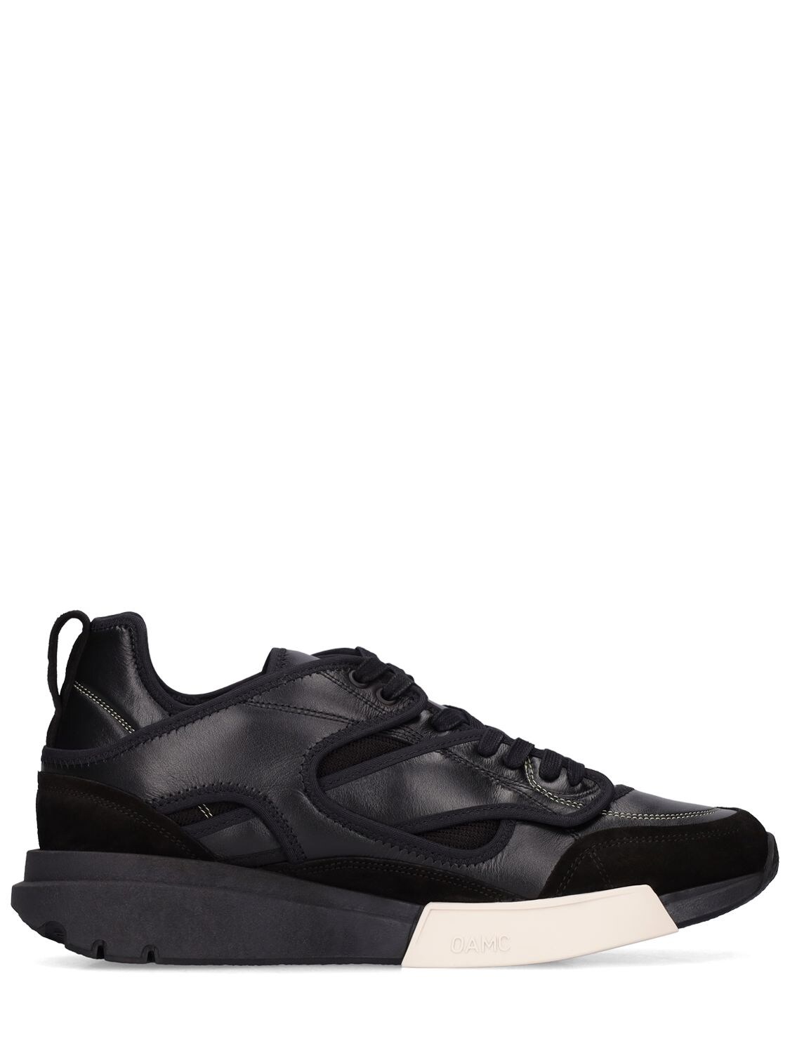Oamc Aurora Leather Low-top Sneakers In Black