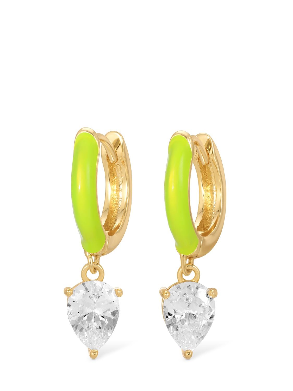 Celeste Starre Neon Nights Hoop Earrings In Green,crystal