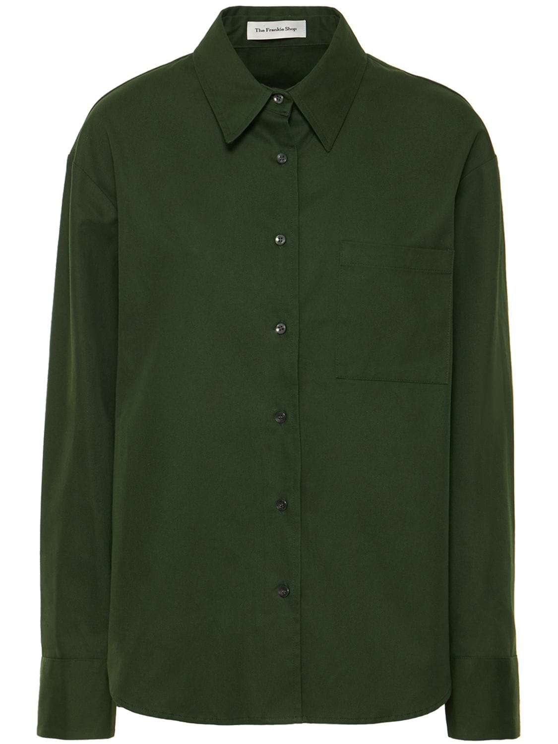 The Frankie Shop Lui Cotton Twill Shirt In Dark Green | ModeSens