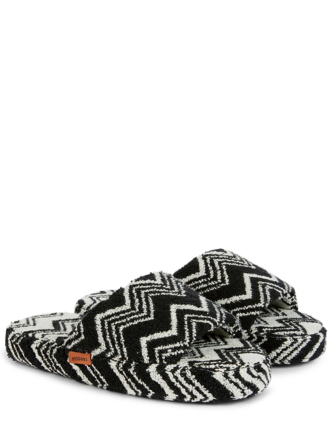 Shop Missoni Home Collection Keith Slippers In Black,white