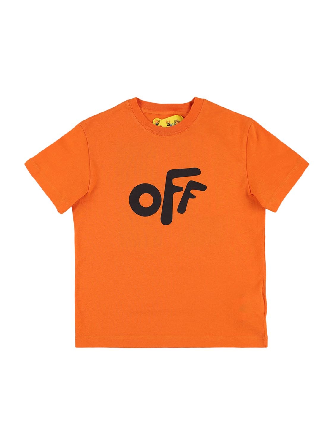 Off-white Kids' Printed Cotton Jersey T-shirt In Orange