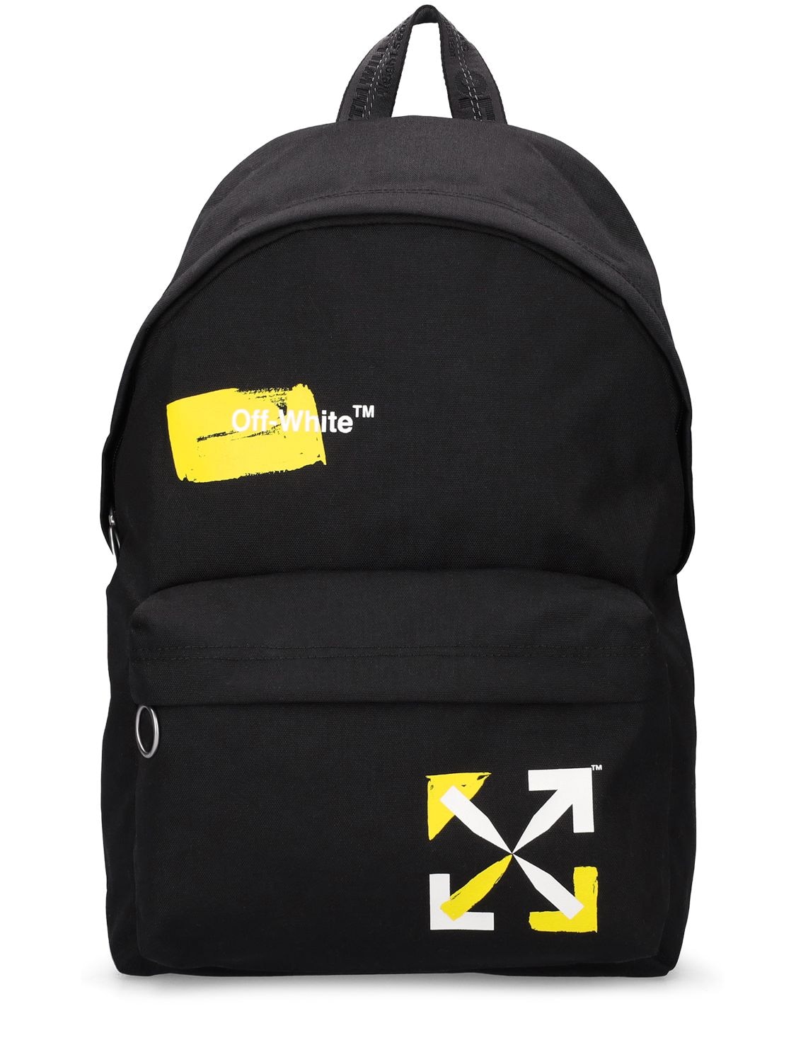 Off-white Kids' Logo Print Nylon Backpack In Black