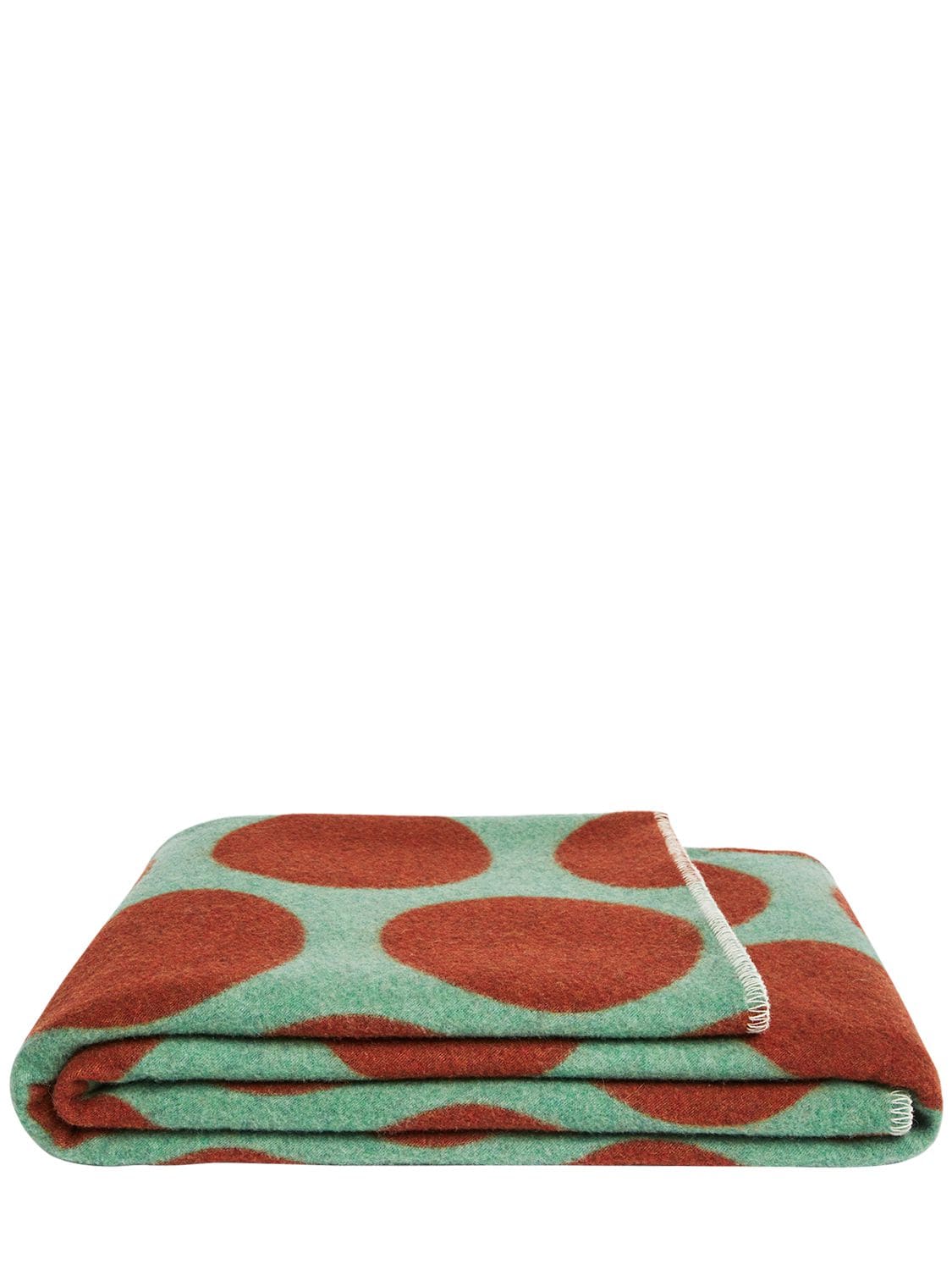 Colville Polka Dots Wool Blend Throw In Green,brown