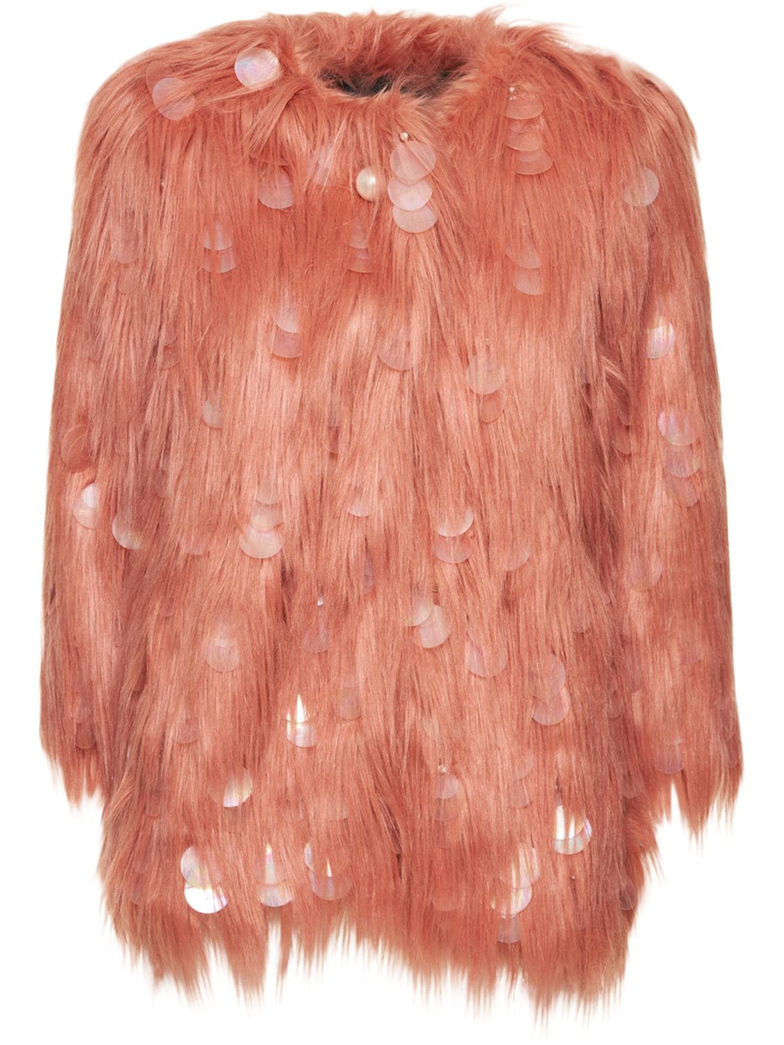 Alabama Muse Ross Gold Faux Fur Jacket In Pink