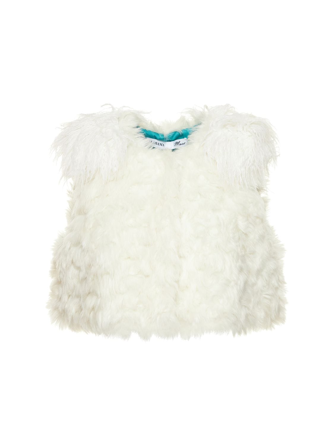 Alabama Muse Lanny Sleeveless Faux Fur Vest In White