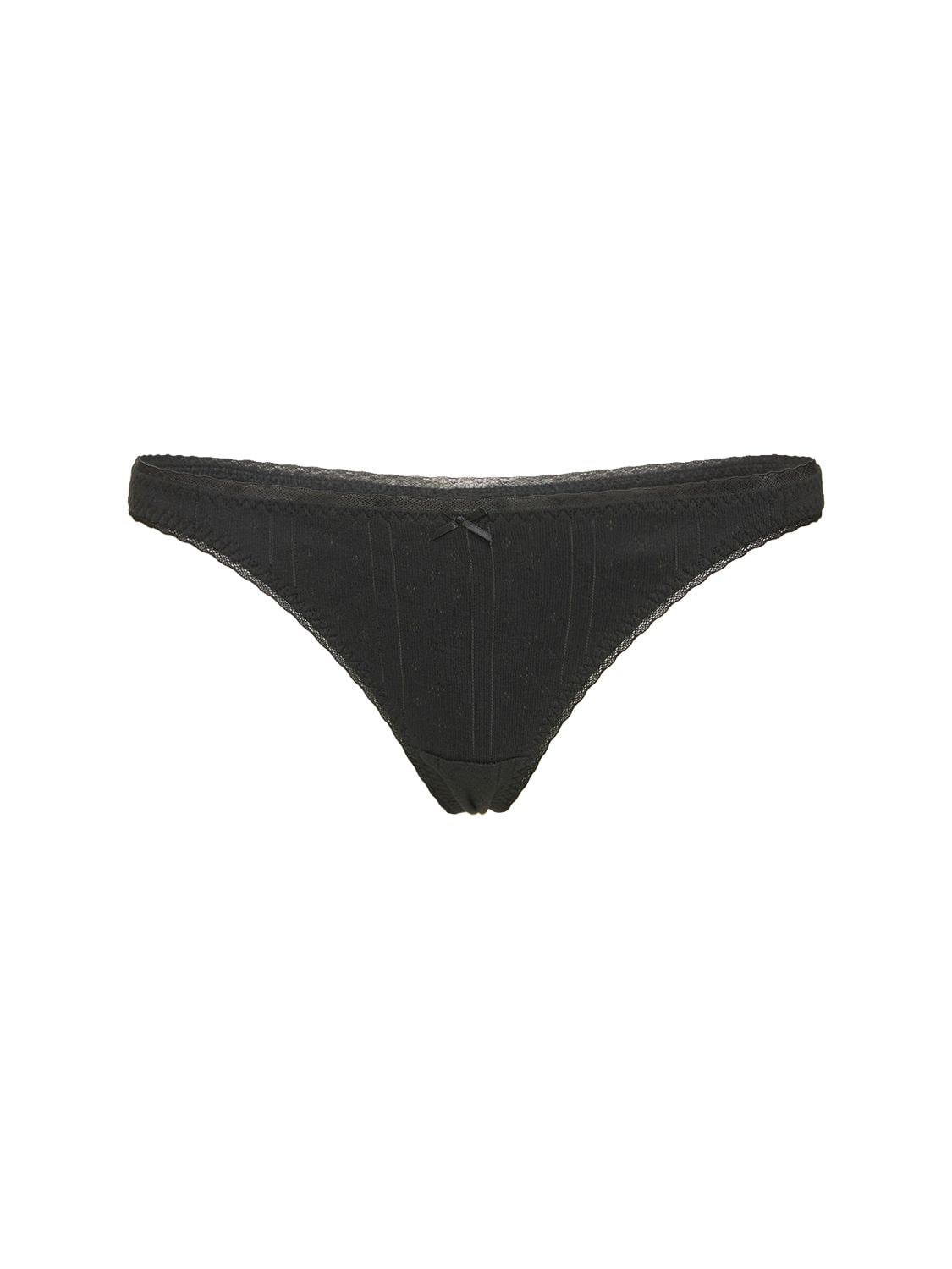 Cou Cou Cotton Pointelle Thong In Black
