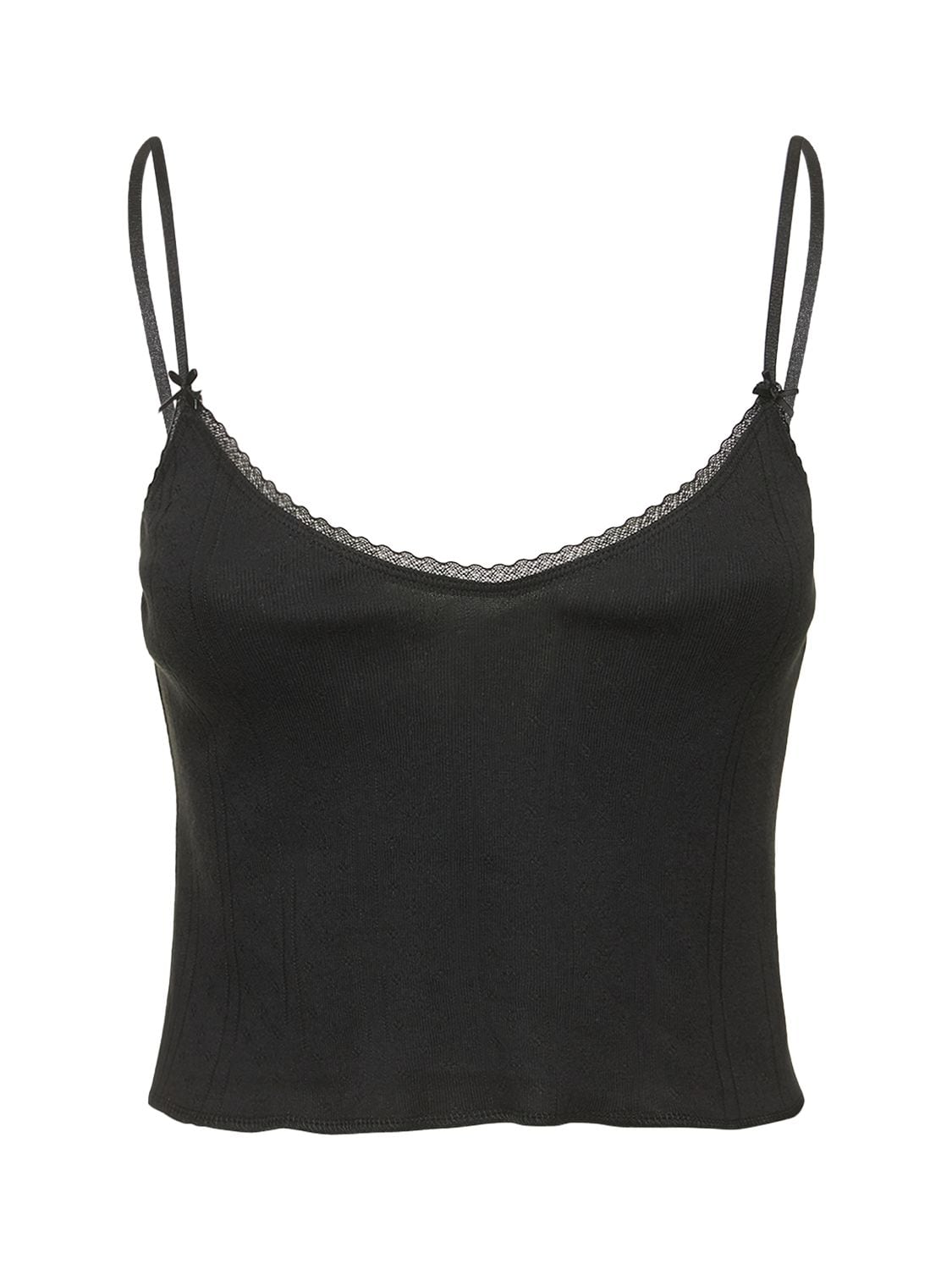 Cou Cou Cotton Pointelle Camisole Top In Black
