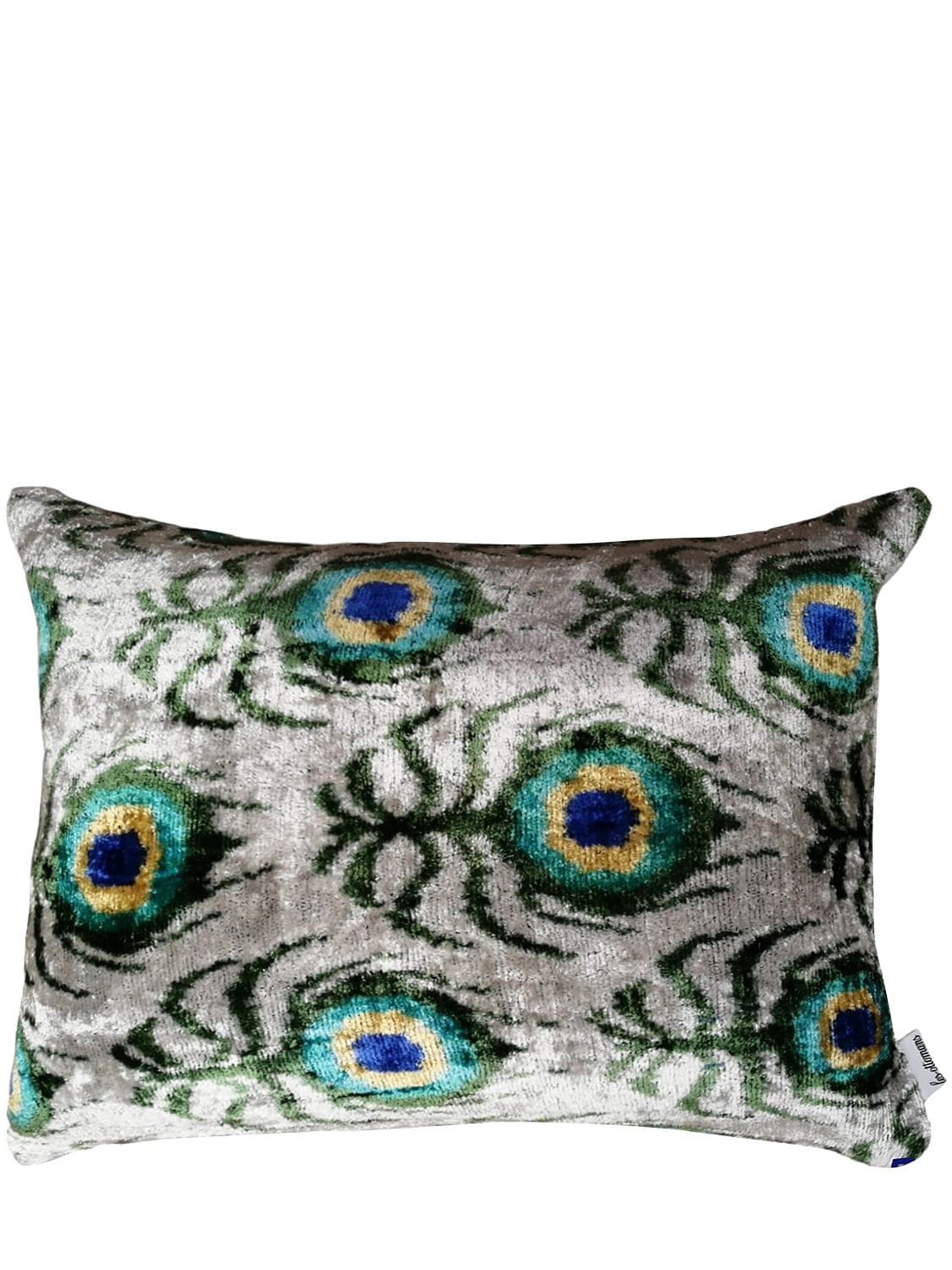 Les Ottomans Silk & Cotton Cushion In Grey,multi