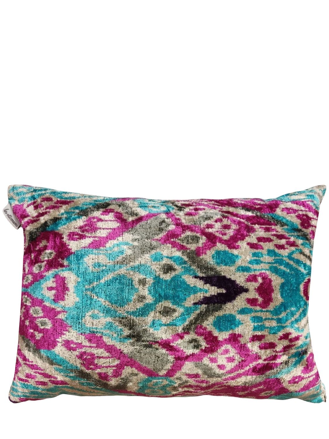 Les Ottomans Silk & Cotton Cushion In Multicolor