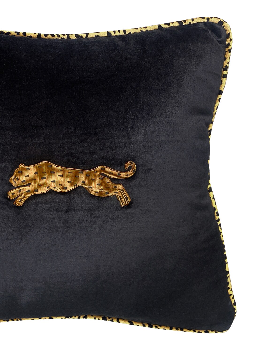 Shop Les Ottomans Embroidered Velvet Cushion In Black